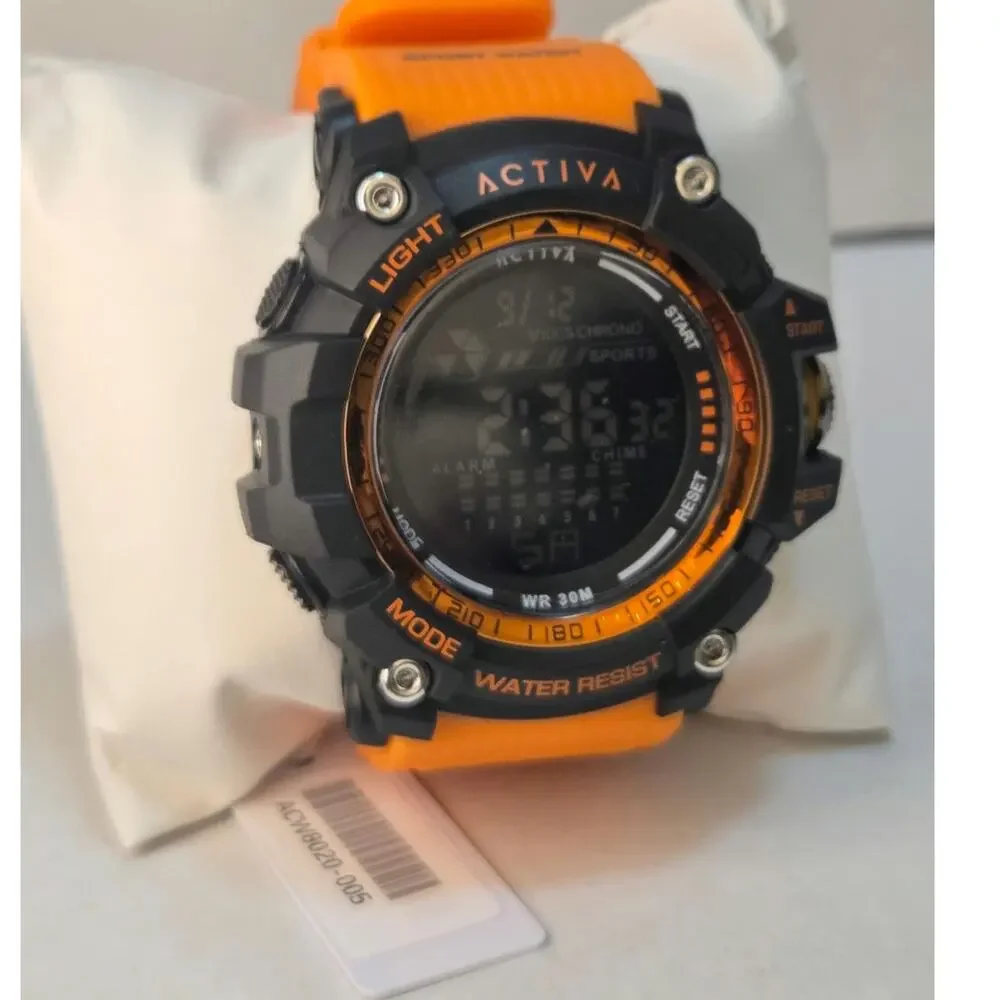 Activa X Invicta ACW8020-005 Mens Digital Sport Watch 56mm Orange Black New